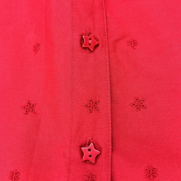 Cascade Blues Red Sleeveless Eyelet Button Shirt 1X Star Embroidery and Buttons - Picture 4 of 12